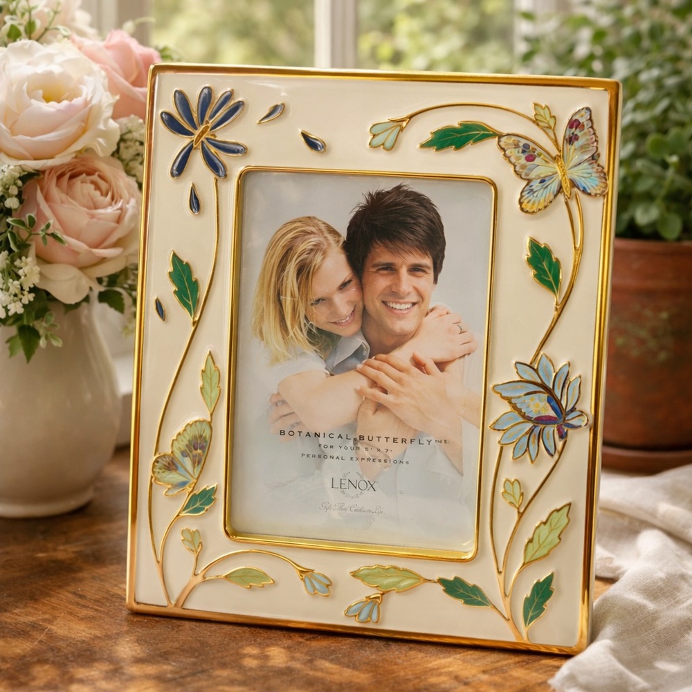 Lenox Botanical Butterfly 5x7 Frame | Porcelain Butterfly Photo‎ Frame | Floral